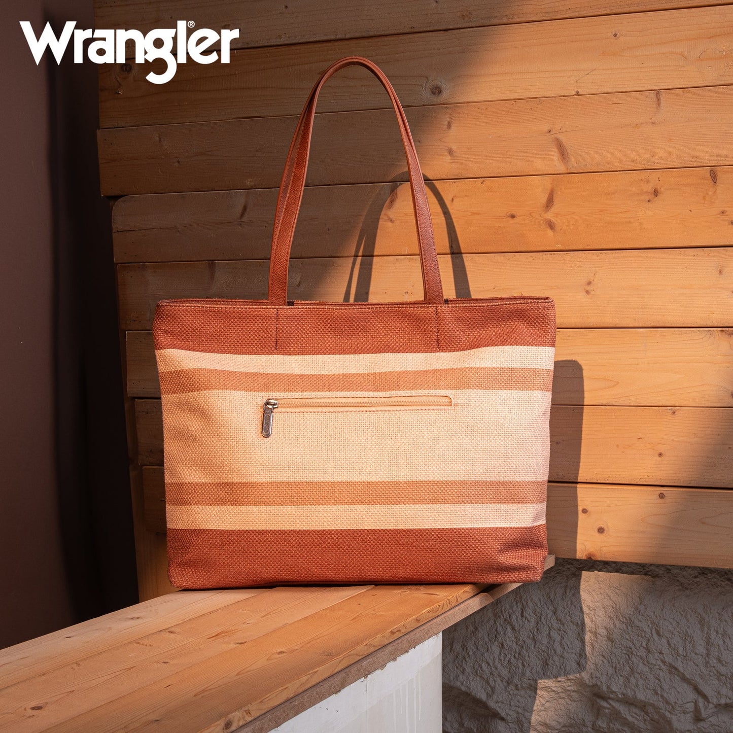 Wrangler Aztec Pattern Dual Sided Print Canvas Tote Bag - Brown