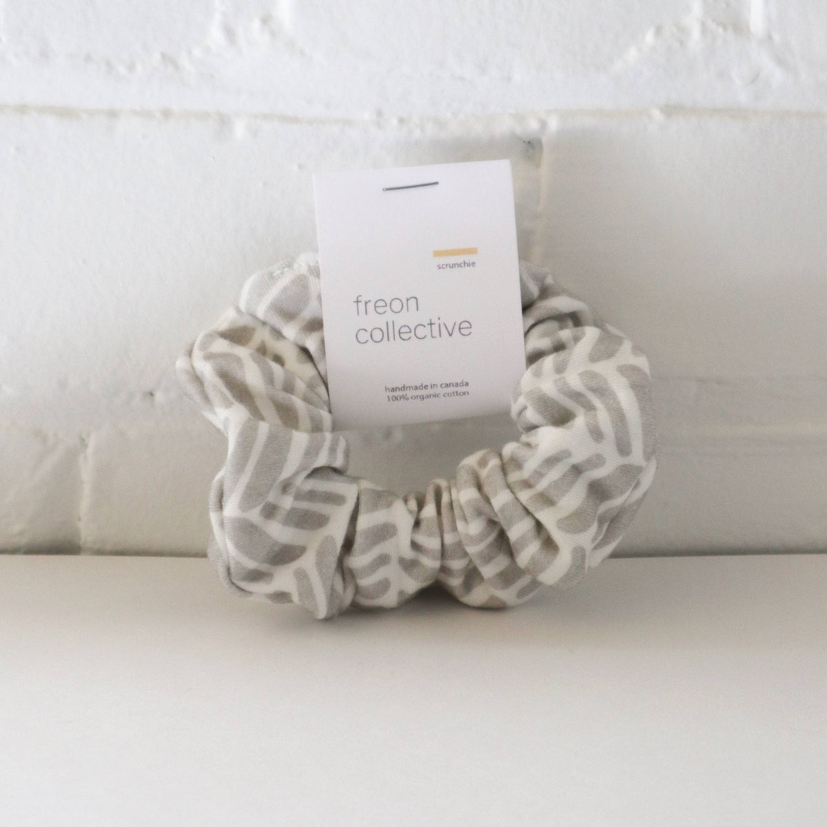 Organic Cotton Hair Scrunchie - Grey Chevron