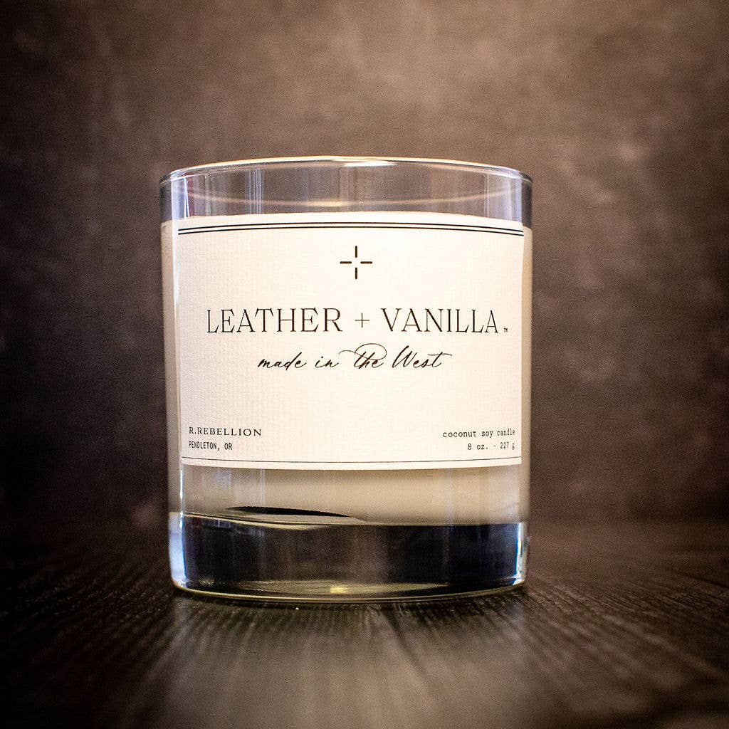 Leather + Vanilla Candle 8 oz.