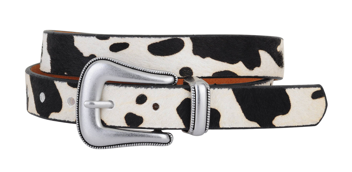 Cow Print  Western Buckle Leather Belt