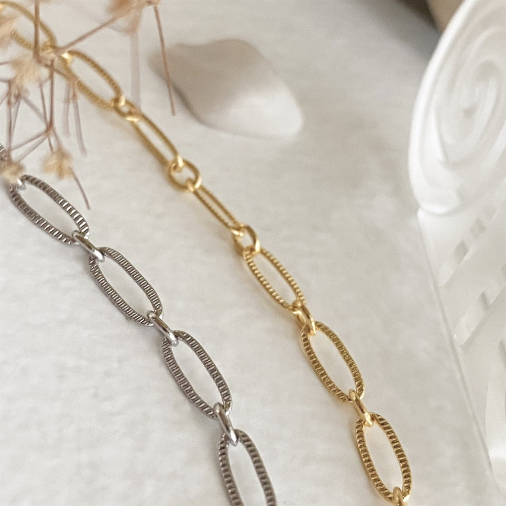 "DONOSTIA" TEXTURED PAPERCLIP CHAIN ANKLET IN GOLD AND SILVER