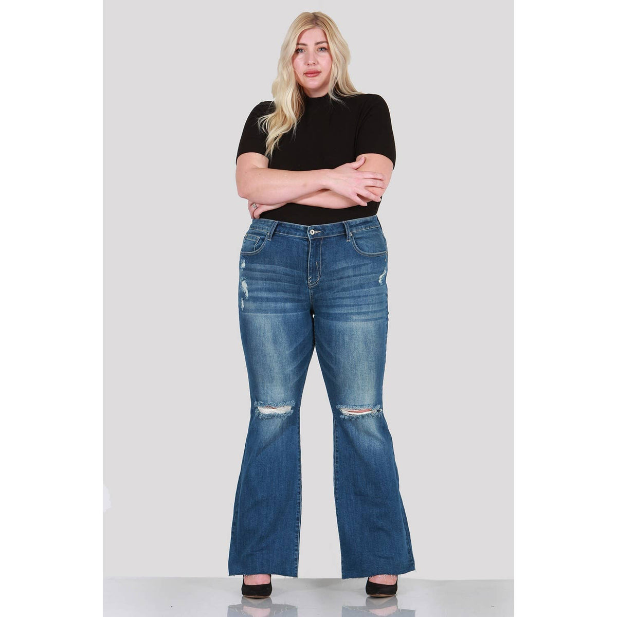 Distressed Flare plus size
